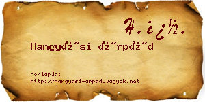 Hangyási Árpád névjegykártya